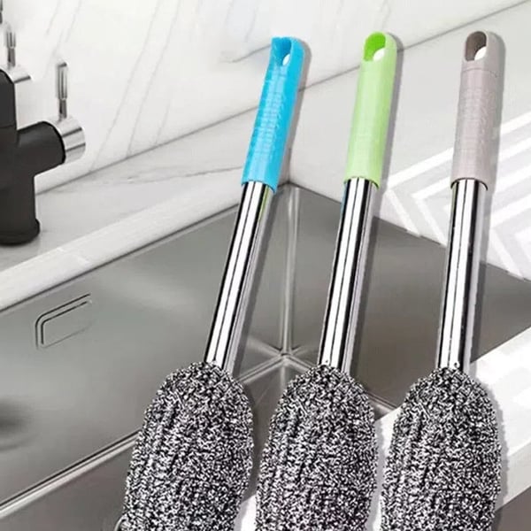 Long handle stainless steel pot brush