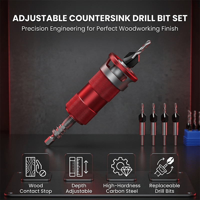 Sakerplus® Semi-Auto Depth Limit 4-Blade Countersink Drill