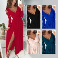 Long Sleeve V-Neck Dress