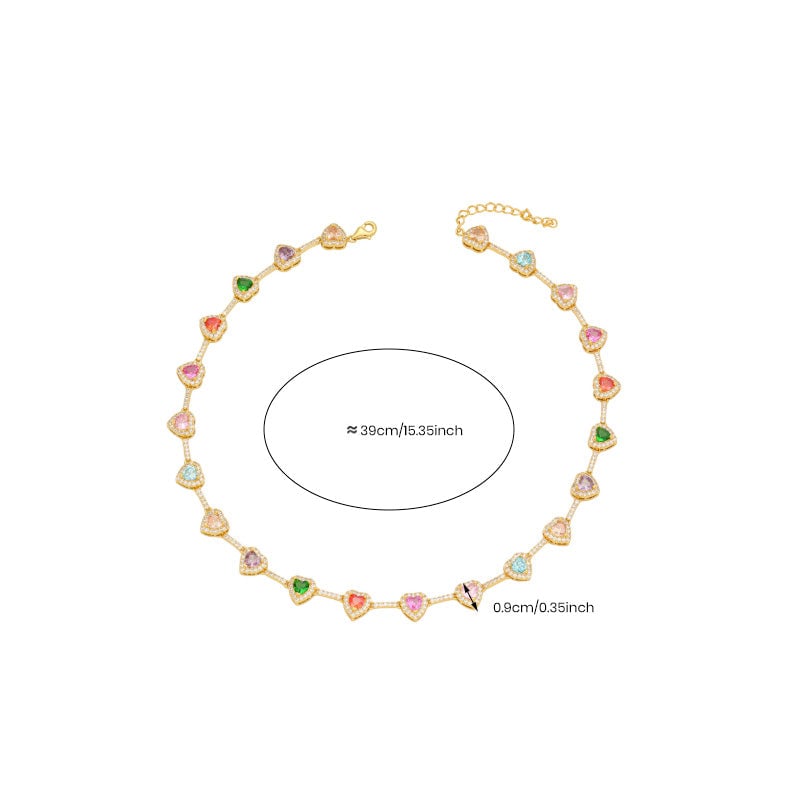 Heart Shaped Colorful Zirconia Necklace