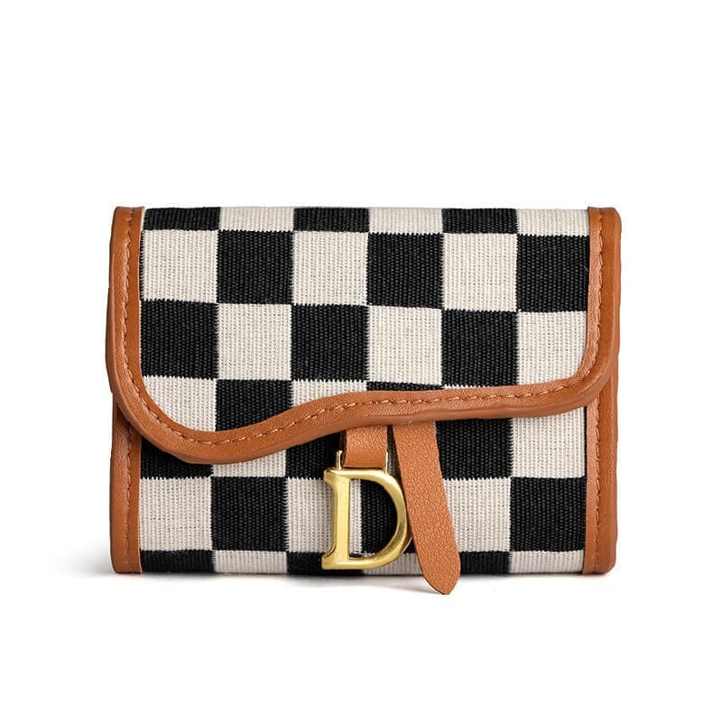 Checkerboard Pattern D Letter Design Card Holder