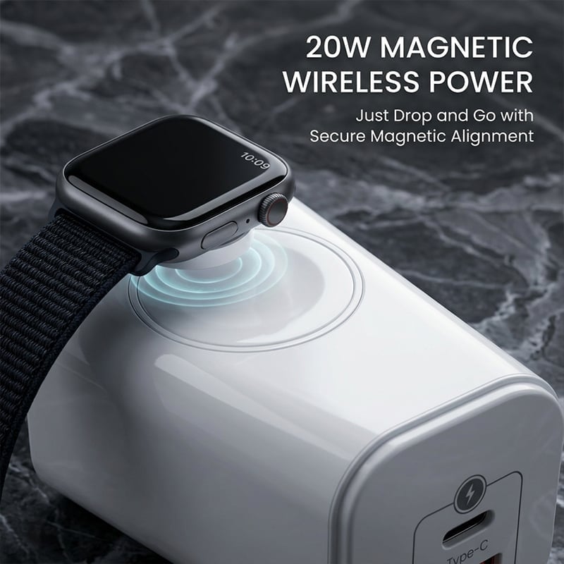 3-in-1 GaN Magnetic Wireless Charger & Fast Charging Block