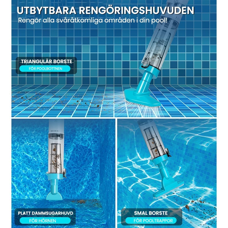 3-I-1 Sladdlös Uppladdningsbar Pooldammsugare Med Kraftfull Motor