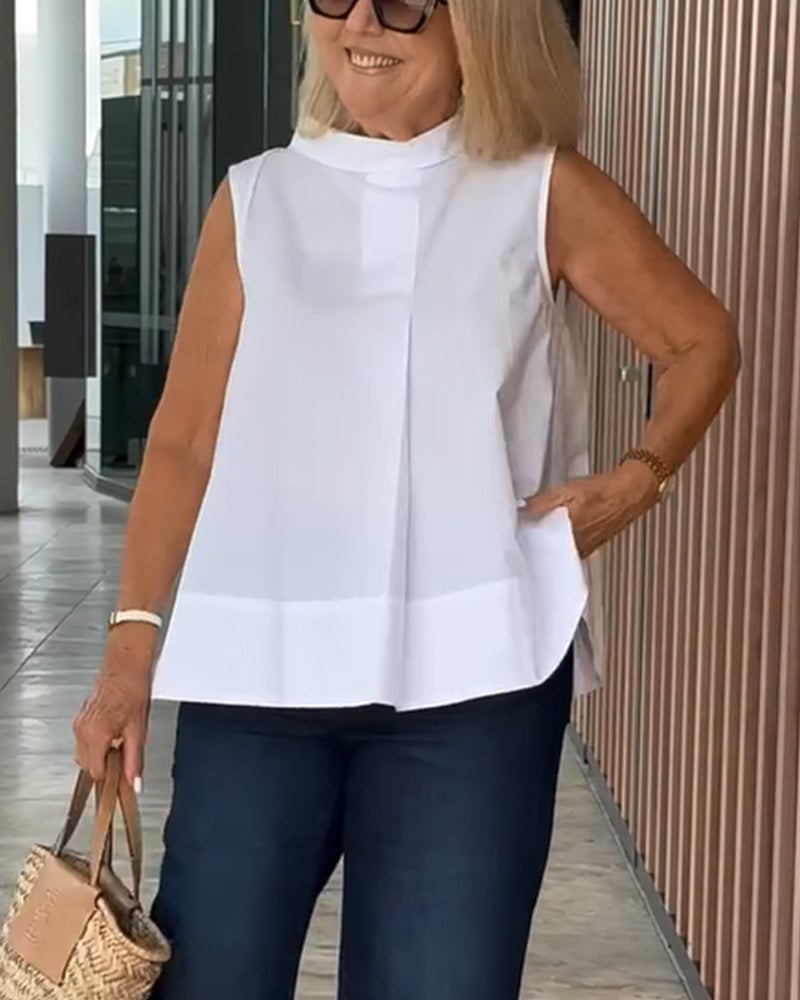 Blouse Sans Manches Unie Simple