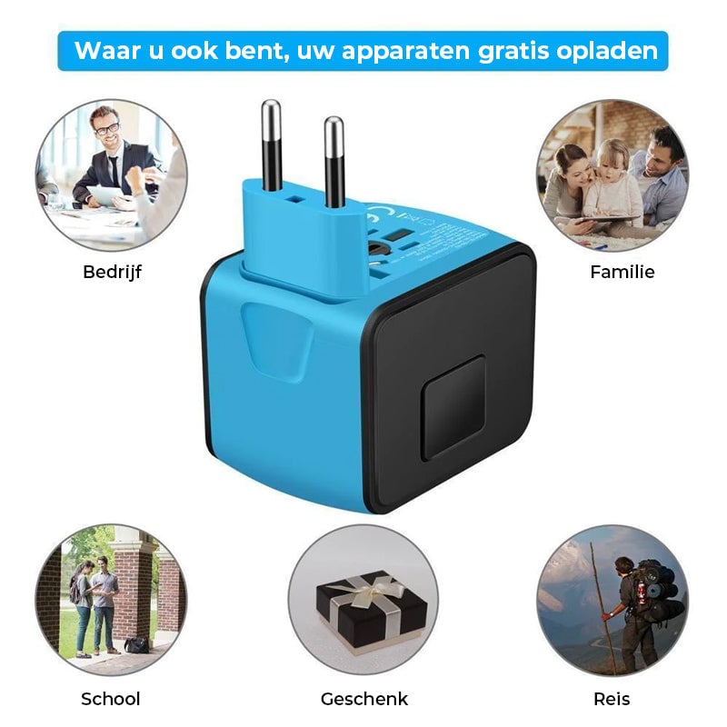 Alles-in-één universele reisstroomadapter