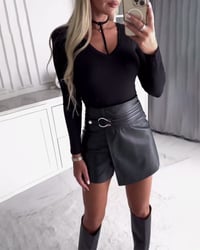 Mode high waist shorts met effen kleur en patchwork