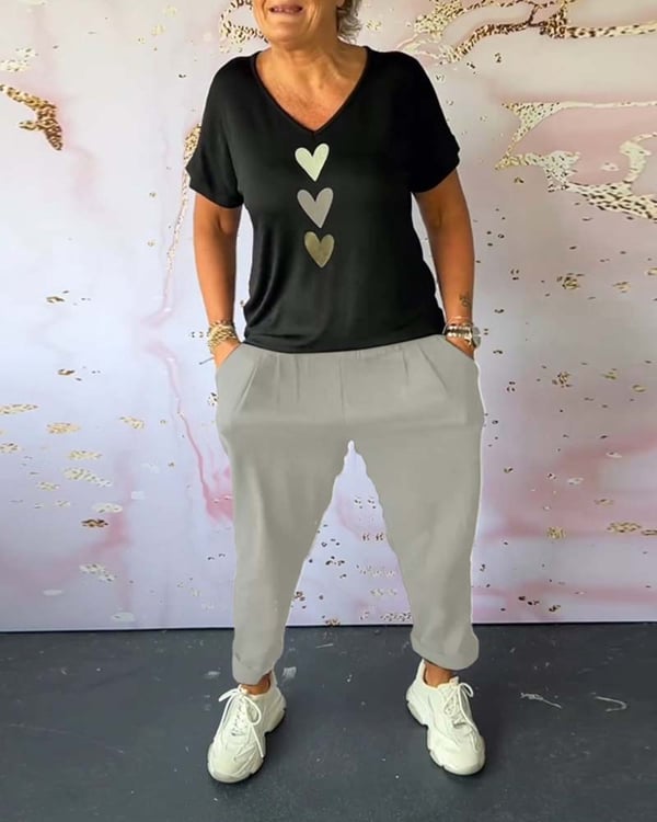 Solid color pocket comfort casual pants