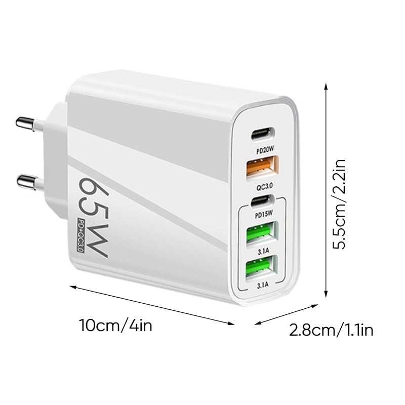 Multiport-Adapter 65W Schnellladegerät-EU-Standard