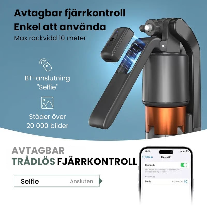 Smart Spårningsgimbal Selfiepinne