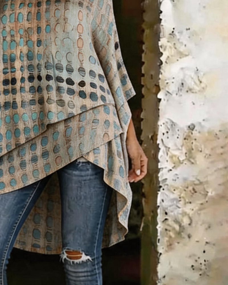 Polka Dot Print One-Shoulder Irregular Blouse