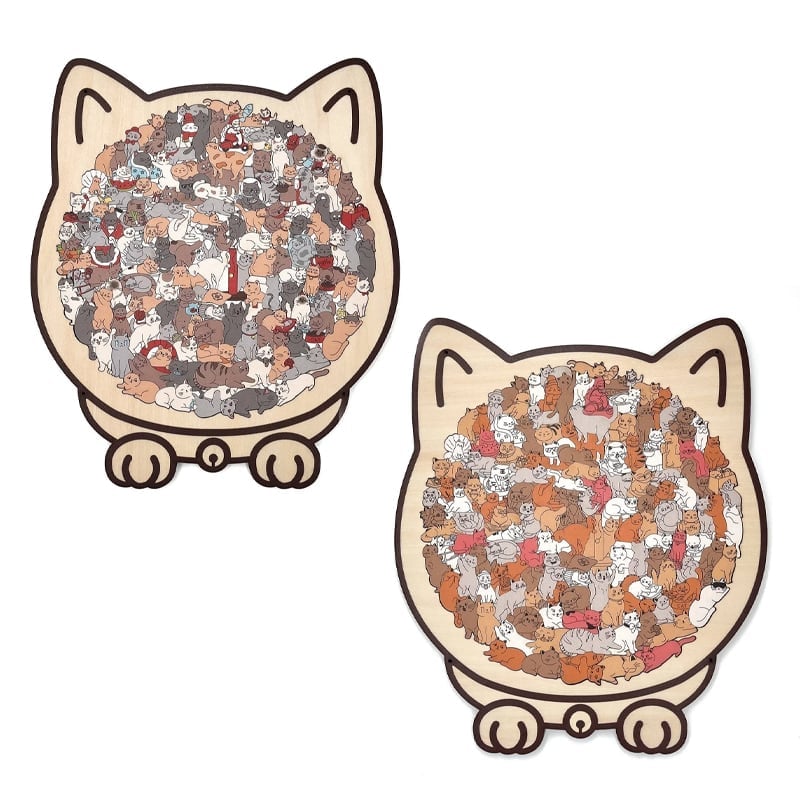 135-Teiliges Katzenförmiges Holzpuzzle