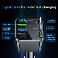 7-in-1 Universal Retractable Car Charger with Intelligent Voltage Display