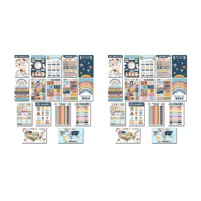 📚Boho PreK Educational Posters 16 pcs