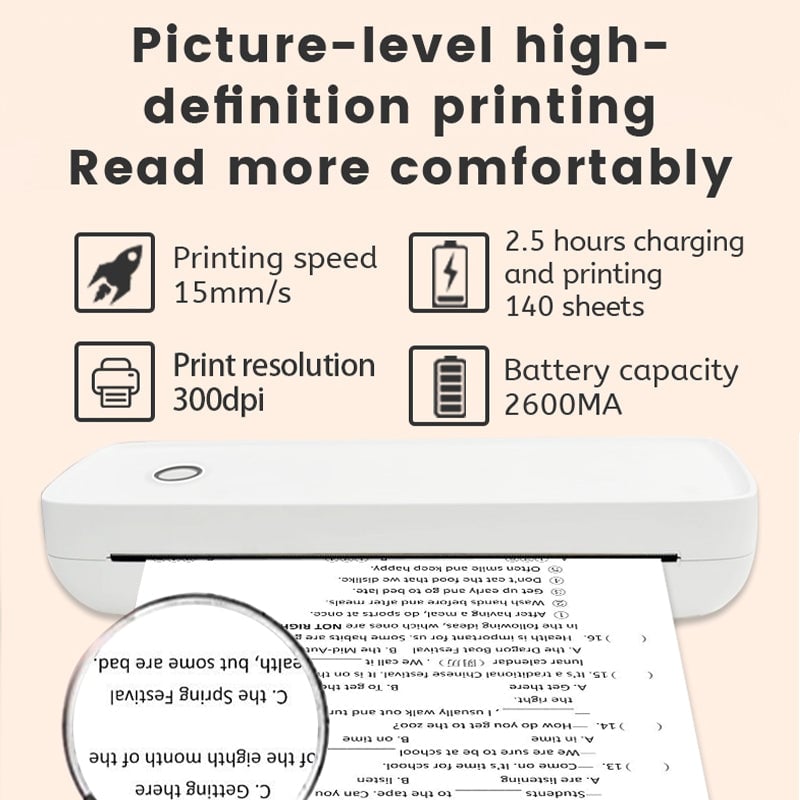 Portable Wireless Bluetooth Thermal Printer Free Shipping