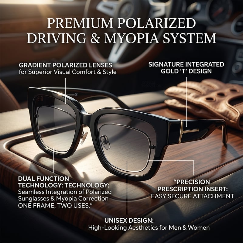 Polarized Square Sunglasses with Wrap-Around Design