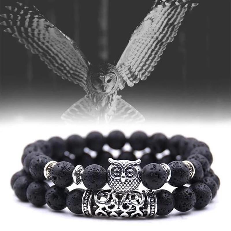 Uil Charm Natuursteen Armband