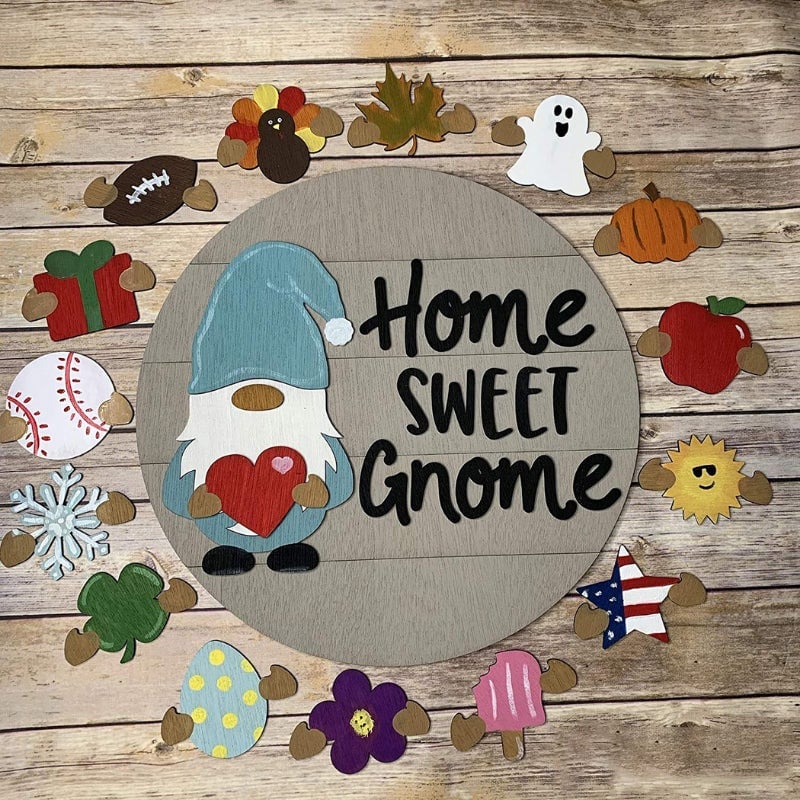 Cute Gnome Door Hanger DIY Interchangeable Welcome Door Decoration