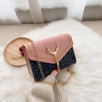 Crossbody Bag with Sequins and Antlers