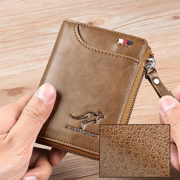 Kangaroo Men’s RFID Blocking Wallet with Zipper Multi Credit Card Holder