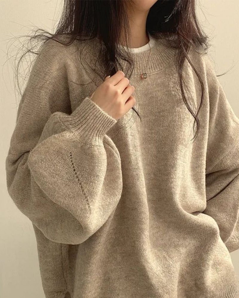 Crew Neck Side Slit Pullover