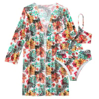 Bikini trois pièces à fleurs