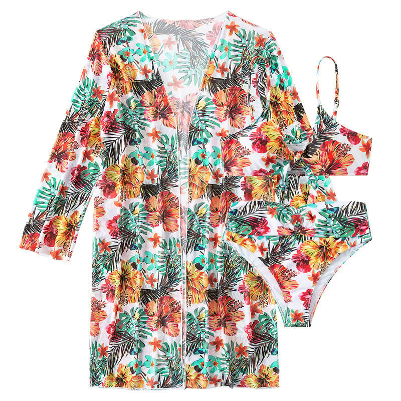 Bikini trois pièces à fleurs