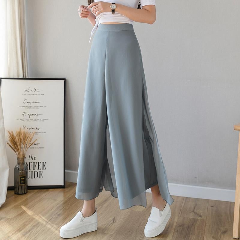 Pantalones anchos de gasa de seda hielo