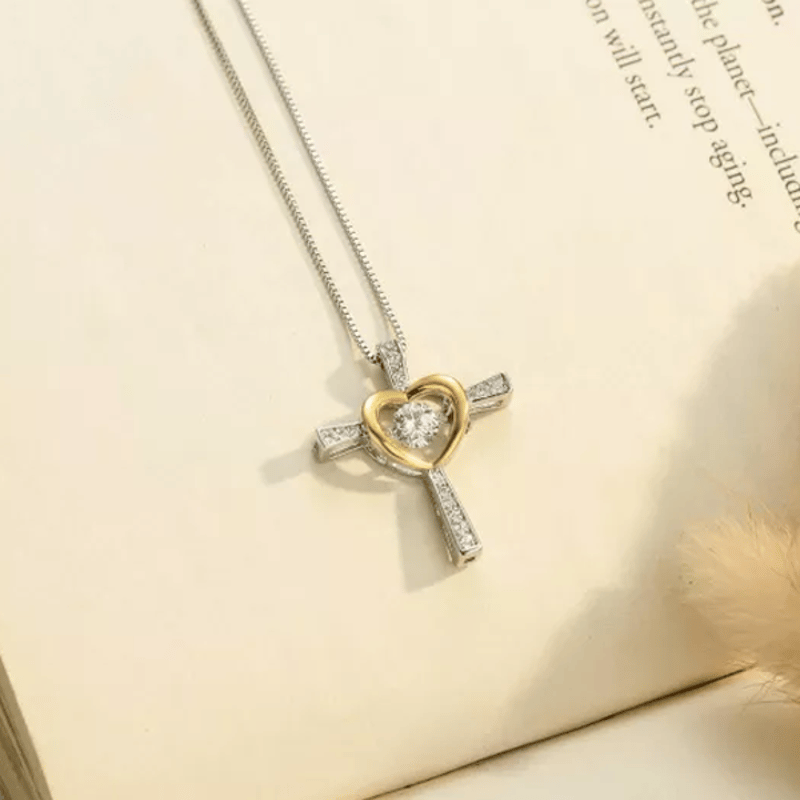 To My Soulmate Cross and Heart Necklace