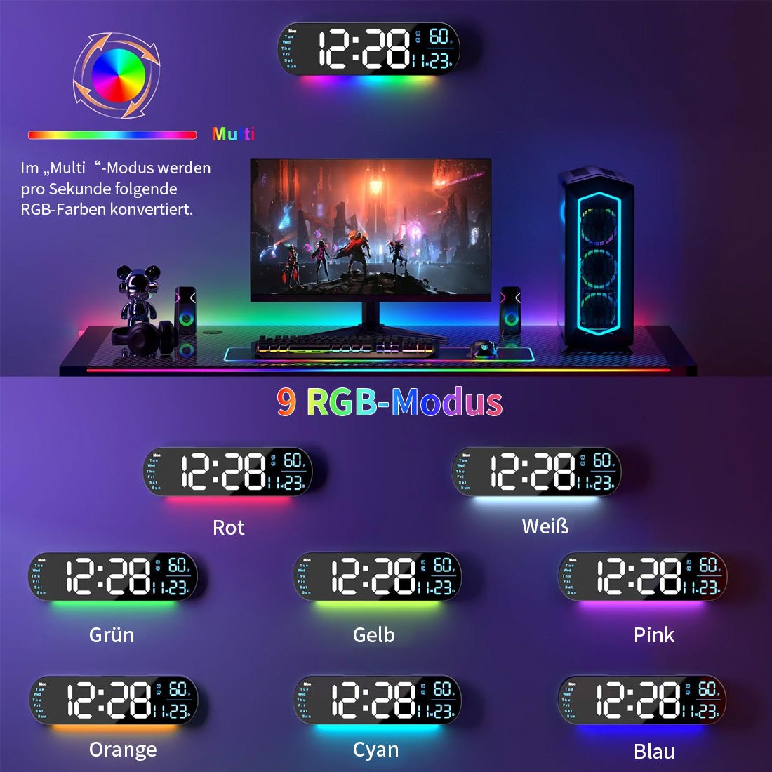 Saker Multifunktionsuhr mit LED-Anzeige