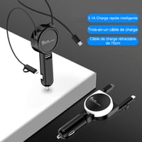 3-en-1 Chargeur Voiture Avec Câble Rétractable