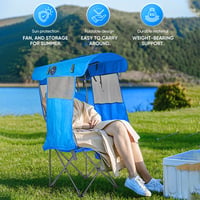 Foldable Camping Chair with Canopy and Fan
