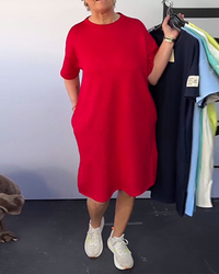 Round Neck Casual Short Sleeve Simple Dress