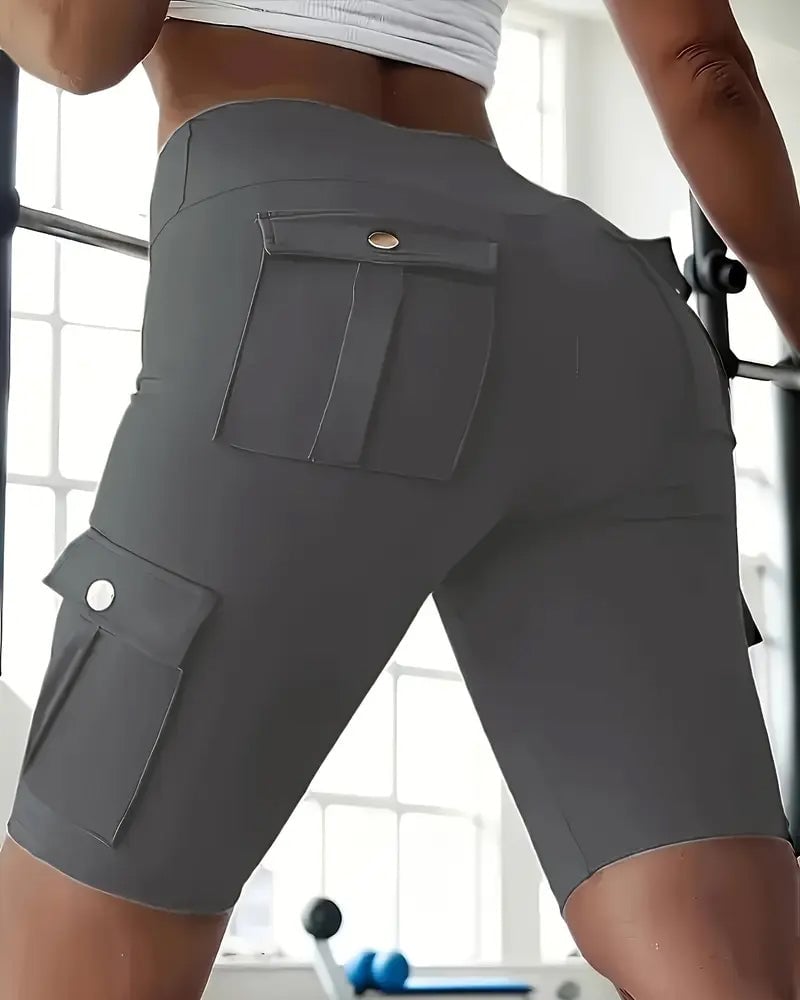 Single Buckle Solid Color Yoga Leggings