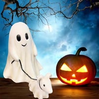 Halloween Ghost Walking Dog Statue👻
