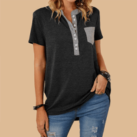 T-shirt da donna a maniche corte casual ampia monopetto