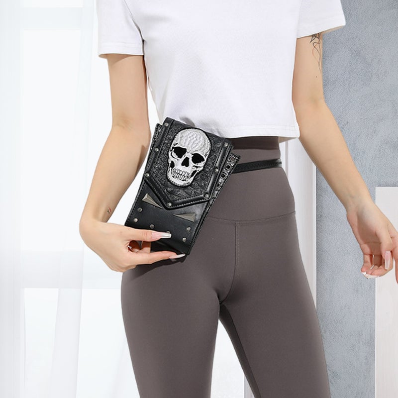 Punk Stil Totenkopf Mini Gürteltasche