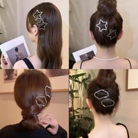 Rhinestone Bling Snap Hair Clip Barrettes (4 Stk)