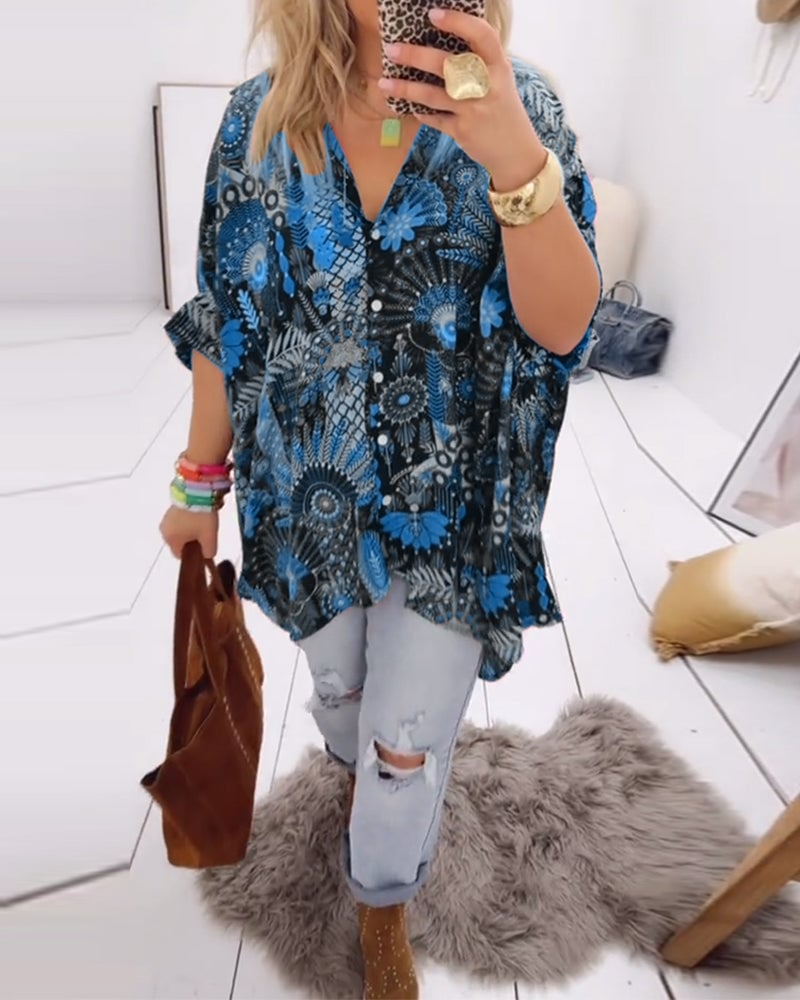 Loose Fashion Printed Blouse