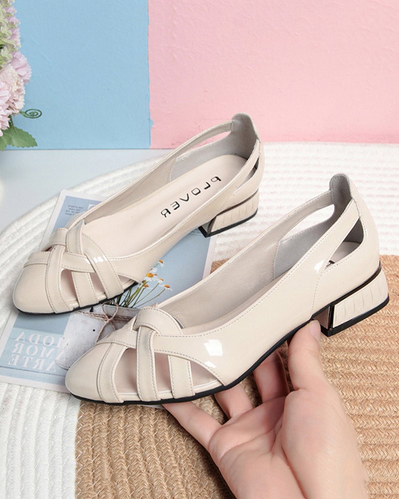 Cutout low heel flats