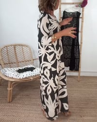 Robe À Col Rond Et Manches Longues Imprimée