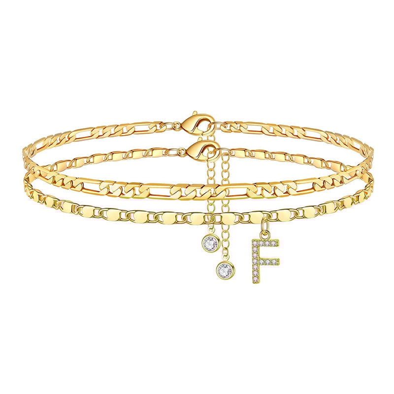 Lettering Layered Ankle Bracelet