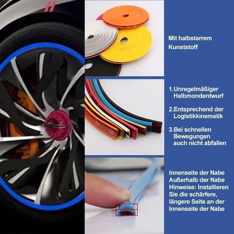 Radnaben Dekorative Schutzring Radabdeckungen für Auto(8m Länge)