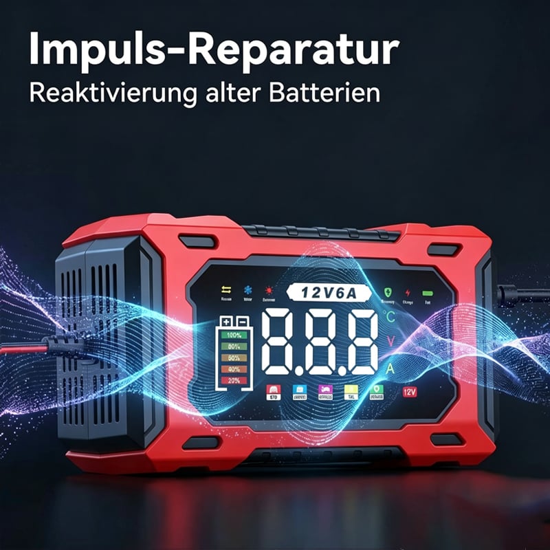 Intelligentes 12V 6A Batterieladegerät für Auto & Motorrad