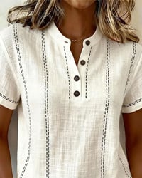Fashion Casual Button V-Neck T-Shirt