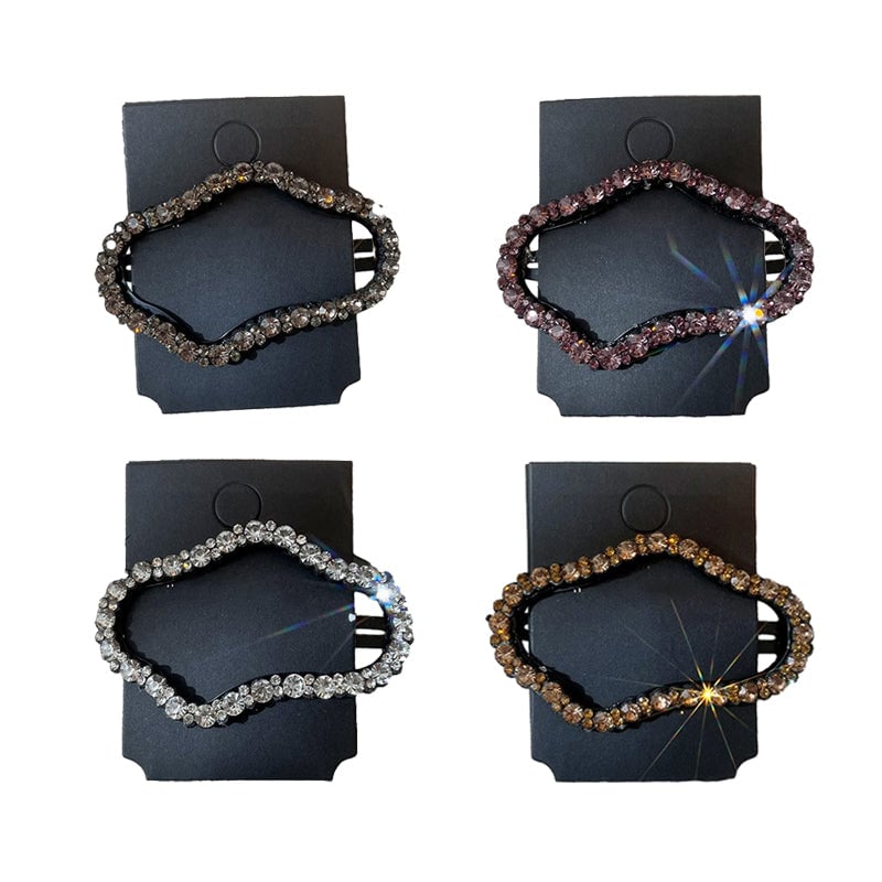 Rhinestone Bling Snap Hair Clip Barrettes (4 Stk)