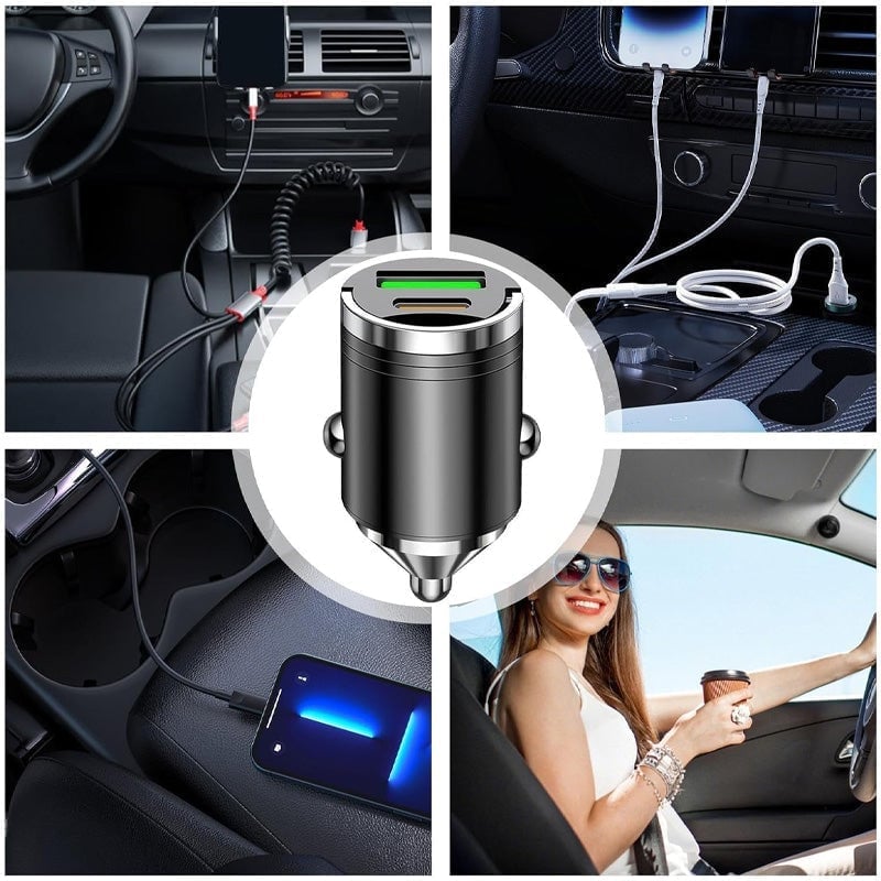 Sakerplus Metal Pull-Ring Invisible Fast Car Charger