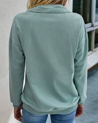 Sweatshirt Revers Reißverschluss Lange Ärmel Einfarbiger