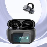 Clip-On Ear LCD Full Color Touch Screen Audio Wireless Headphones