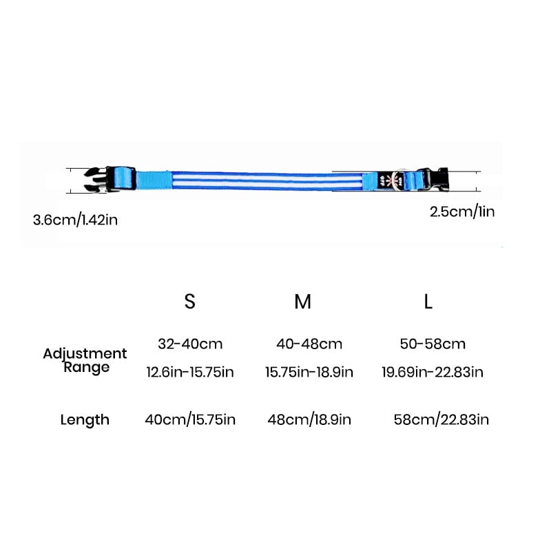 Dual Fiber Nighttime Luminous Dog Collar