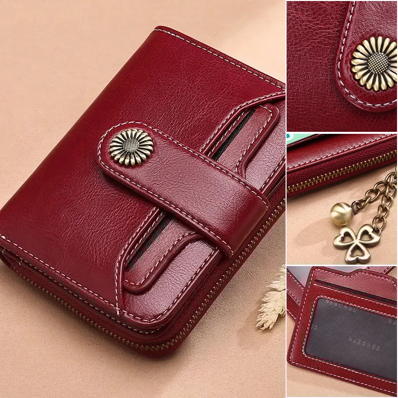 Women RFID Blocking Short Compact Bifold Wallet Mini Purse